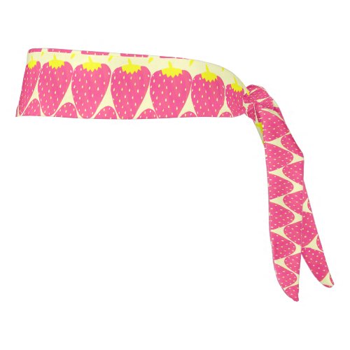 Cute Retro Strawberry Pattern in Bright Pink Tie Headband