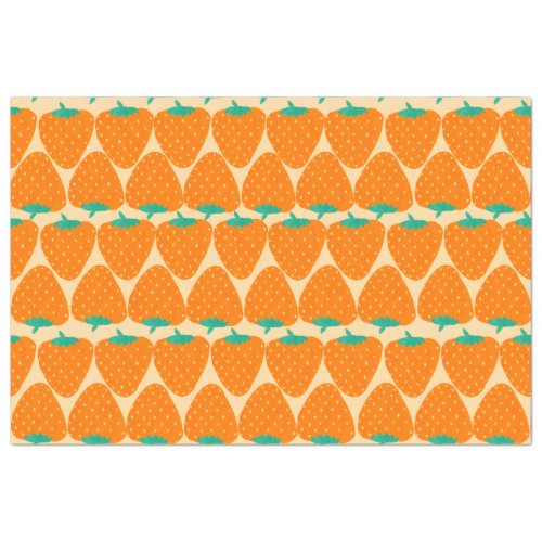 Cute Retro Strawberry Pattern in Orange and Green Tissue Paper