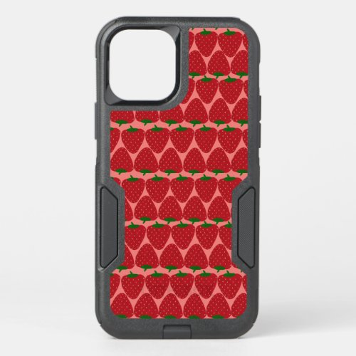 Cute Retro Strawberry Pattern in Red and Pink OtterBox Commuter iPhone 12 Case