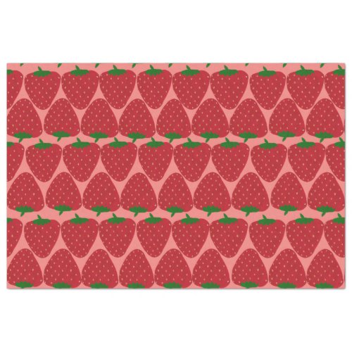 Cute Retro Strawberry Pattern in Red and Pink Tissue Paper