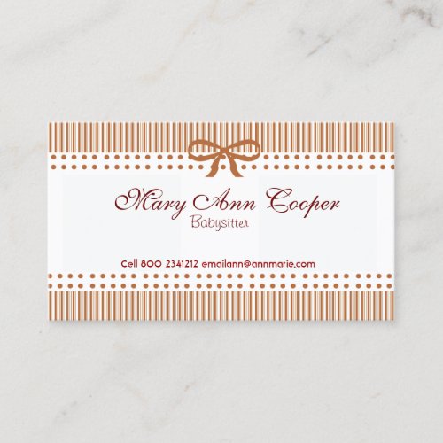 Cute Retro Charm Child with Bow Tie Business Card Template