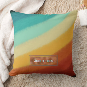 Cute Retro Stripes Colorful Fuzzy Faux Fur Custom Throw Pillow