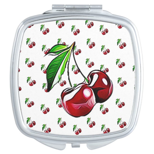 Cute Retro Style Cherry Mirror Compact (Front)