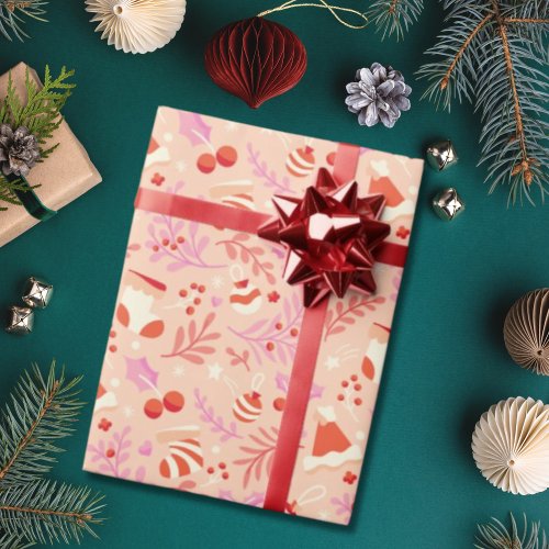 Cute Retro Style Christmas Pattern Wrapping Paper