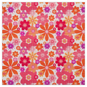 Cute Retro Style Floral Pattern Orange Pink Fabric