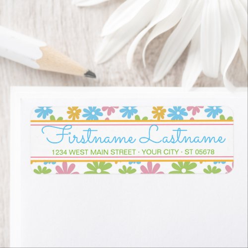 Cute Retro Summer Colors Flower Pattern Label