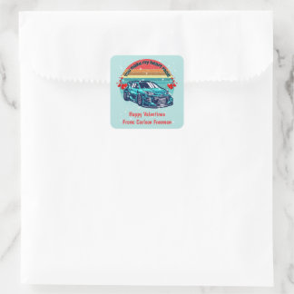 Cute Retro Sun Kids Valentines Car Square Sticker