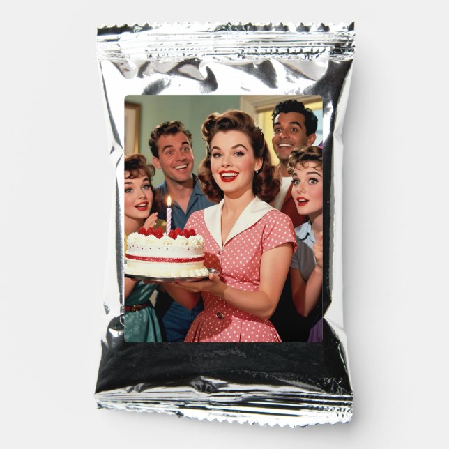 Cute Retro Surprise Party Mid-Century Coffee Drink Mix (Front)