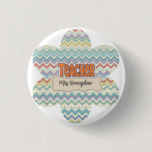 Cute Retro Teacher Appreciation Pattern Button