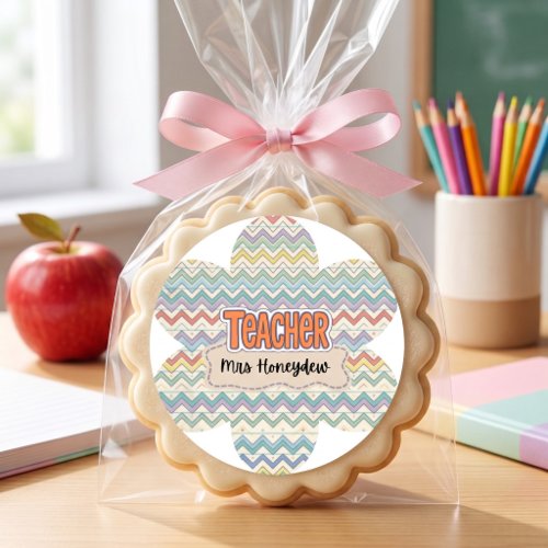 Cute Retro Teacher Appreciation Pattern  Classic Round Sticker