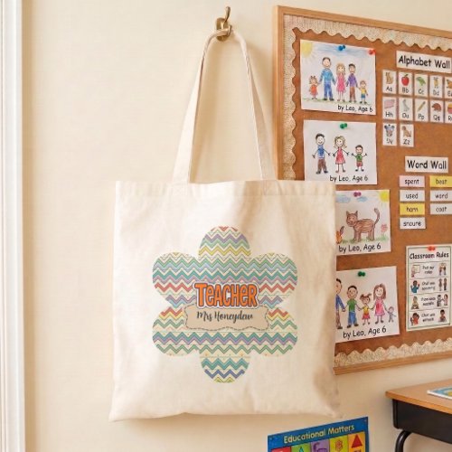 Cute Retro Teacher Appreciation Pattern  Tote Bag