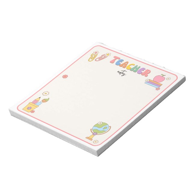 Cute Retro Teacher Notepad (Rotated)