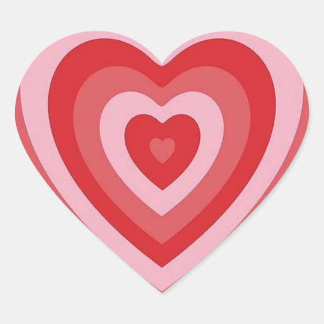 cute retro trendy heart sticker red (Front)