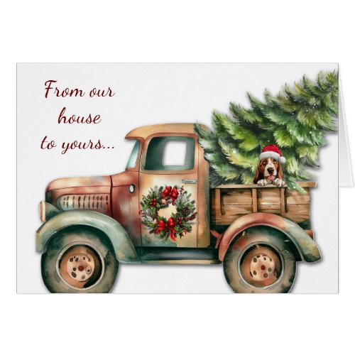 Cute Retro Truck Basset Hound Christmas