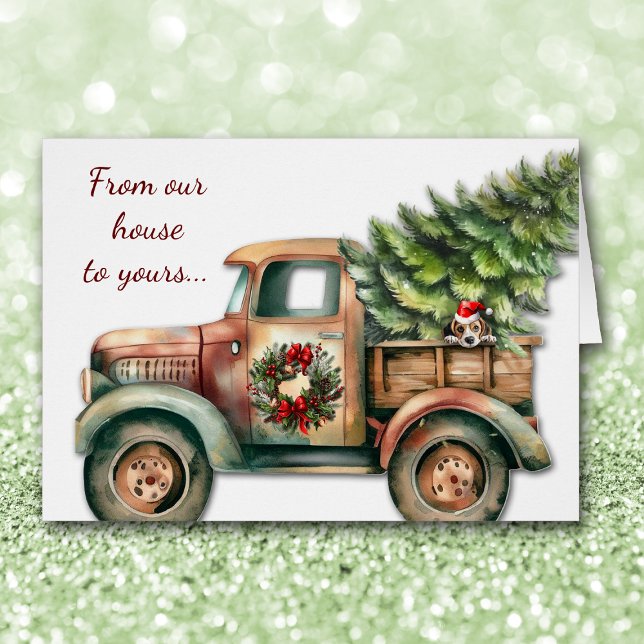 Cute Retro Truck Beagle Christmas Cards (Creator Uploaded)