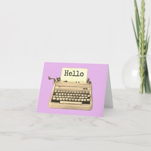 Cute Retro Typewriter 1960s Thinking of You Note Card