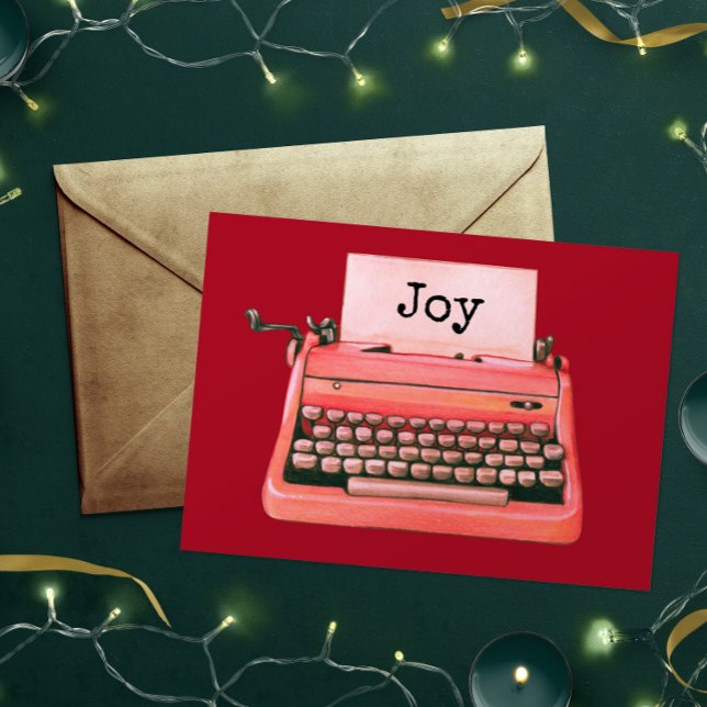 Cute Retro Typewriter '60s Personalized Christmas  Note Card (Creator Uploaded)