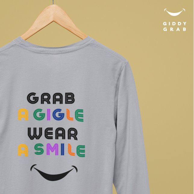 Cute Retro Typography Giggle & Smile Simple Cozy T-Shirt (Creator Uploaded)