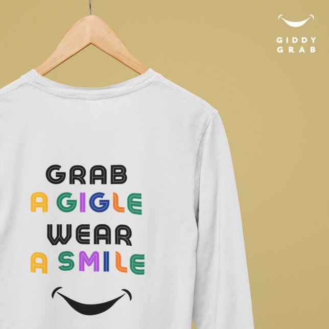 Cute Retro Typography Giggle & Smile Simple Cozy T-Shirt (Creator Uploaded)