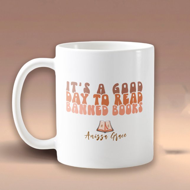 Cute Retro Typography Read Banned Books Coffee Mug (Creator Uploaded)