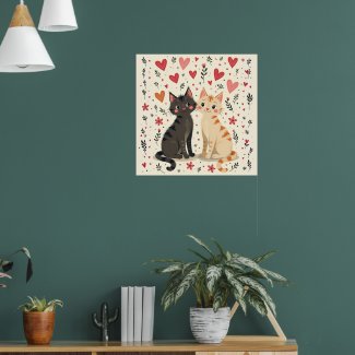 Cute Retro Valentine Cats