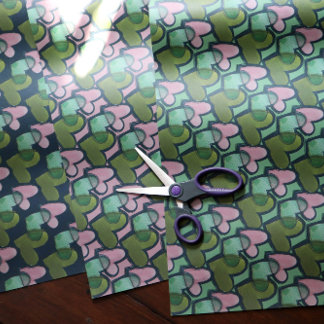 Cute Retro Valentine's Day Hearts Valentine        Wrapping Paper Sheets