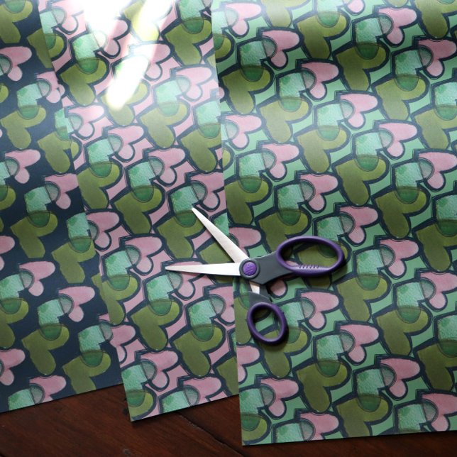 Cute Retro Valentine's Day Hearts Valentine        Wrapping Paper Sheets (Creator Uploaded)