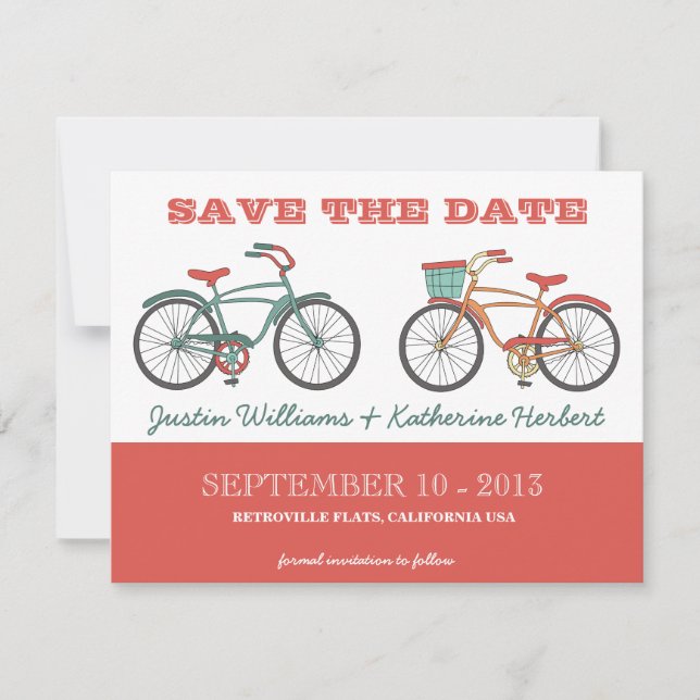 Cute Retro Vintage Bicycles Save the Date (Front)