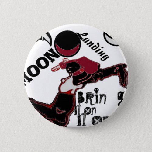 Cute retro vintage Bring it On Moon Landing HoHoHo Button