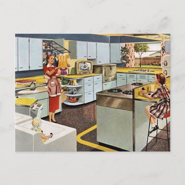 Cute retro vintage cleaning postcard (Front)