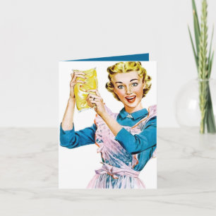 cute retro vintage cooking lad add sentiment note card