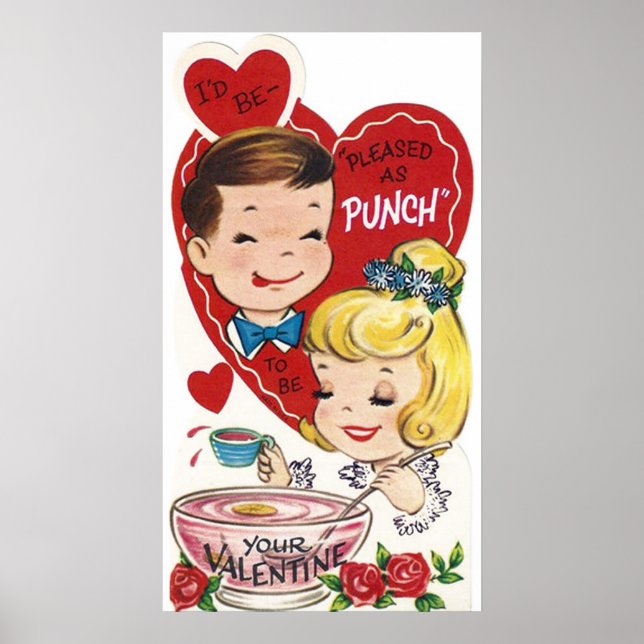 Cute retro vintage couple Valentine poster (Front)