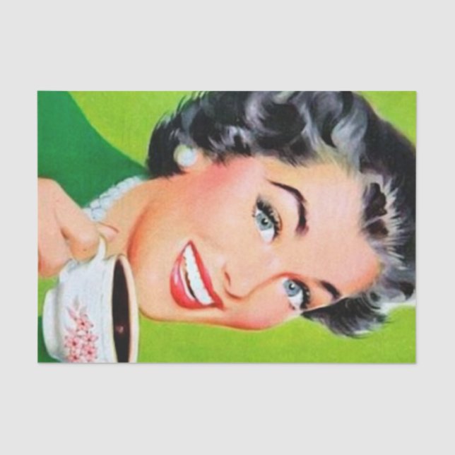 cute retro vintage decoupage lady coffee tissue paper (Front)