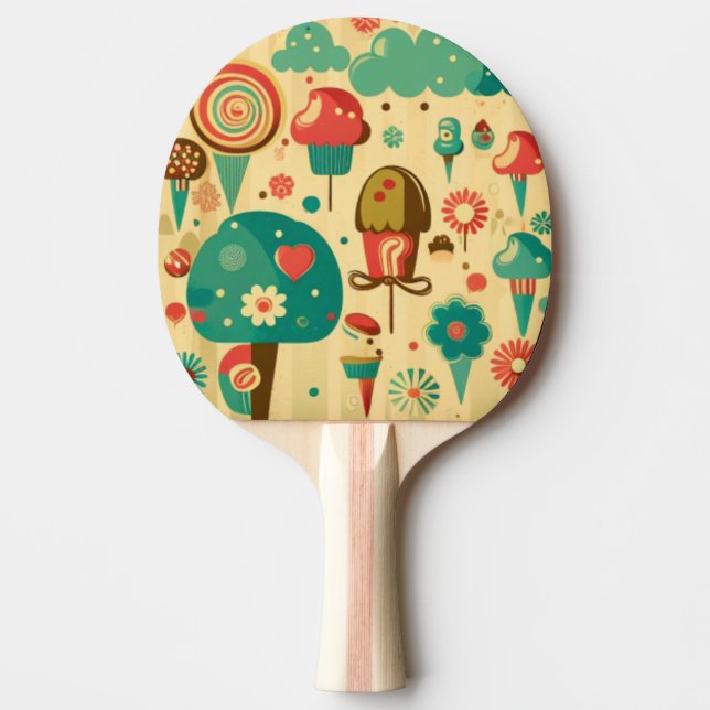 Cute retro vintage design kids Ping Pong Paddle (Front)