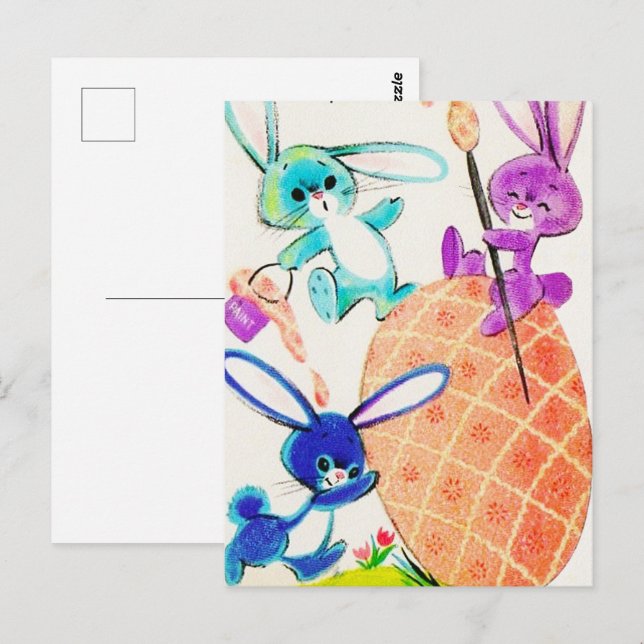 cute retro vintage Easter bunnies  Postcard (Front/Back)