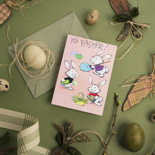 cute retro vintage Easter bunnies  Postcard