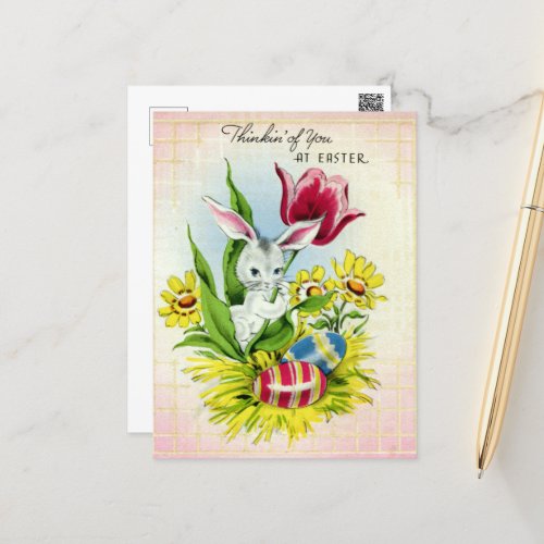 cute retro vintage Easter bunny Holiday Postcard