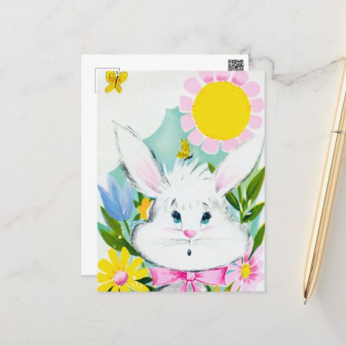 cute retro vintage Easter bunny Holiday Postcard