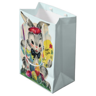 Cute retro vintage Easter bunny  Medium Gift Bag