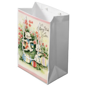 Cute retro vintage Easter bunny Medium Gift Bag