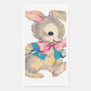 Cute retro vintage Easter bunny paper guest towel