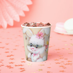 cute retro vintage Easter bunny party  Paper Cups