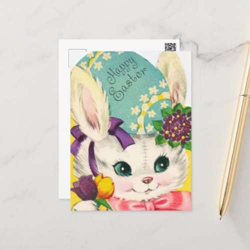 cute retro vintage Easter bunny Postcard