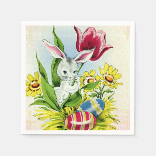 cute retro vintage Easter chick party  Napkins