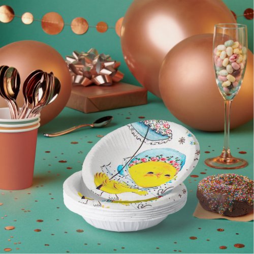 cute retro vintage Easter chick party Paper Bowls