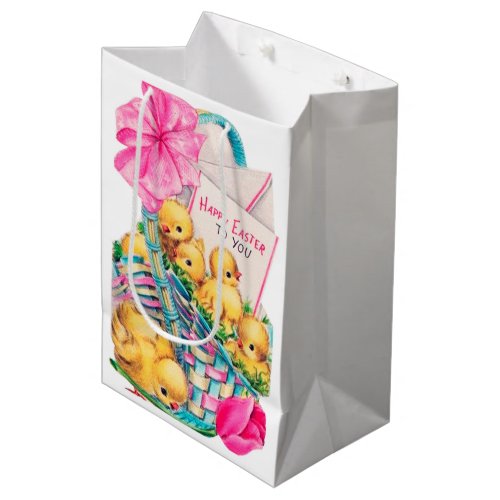 Cute retro vintage Easter chicks party Medium Gift Bag