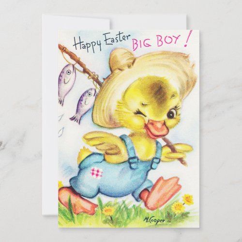 Cute retro vintage Easter duck add message Holiday Card