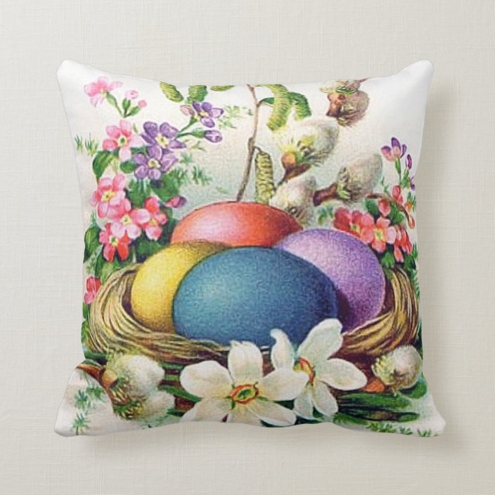 Cute Retro Vintage Easter Eggs Holiday Decor Throw Pillow Zazzle