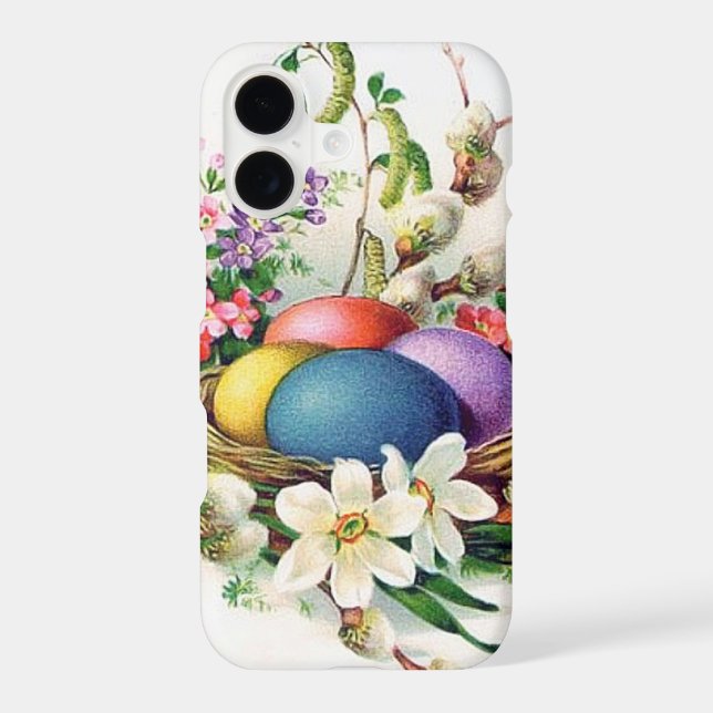 Cute retro vintage Easter eggs iPhone Case (Back)