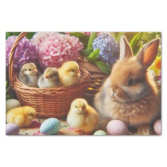 Cute Retro Vintage Easter Rabbit Tissue Paper
